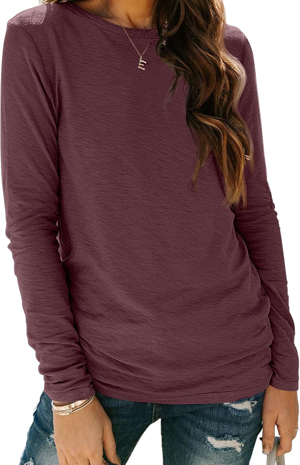 Long Sleeve Shirts for Women Business Casual Tops Fall Fashion Clothes Workout Plus Size Teacher Winter Outfits 2025